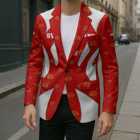 Switzerland Flag Blazer with Floral Pattern Red and White Sportswear - Wonder Print Shop
