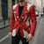Switzerland Flag Blazer with Floral Pattern Red and White Sportswear - Wonder Print Shop