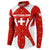 Switzerland Flag Button Sweatshirt with Floral Pattern Red and White Sportswear - Wonder Print Shop