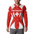Switzerland Flag Button Sweatshirt with Floral Pattern Red and White Sportswear - Wonder Print Shop