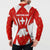 Switzerland Flag Button Sweatshirt with Floral Pattern Red and White Sportswear - Wonder Print Shop