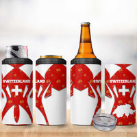 Switzerland Flag 4 in 1 Can Cooler Tumbler with Floral Pattern Red and White Sportswear - Wonder Print Shop