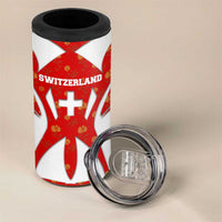 Switzerland Flag 4 in 1 Can Cooler Tumbler with Floral Pattern Red and White Sportswear - Wonder Print Shop