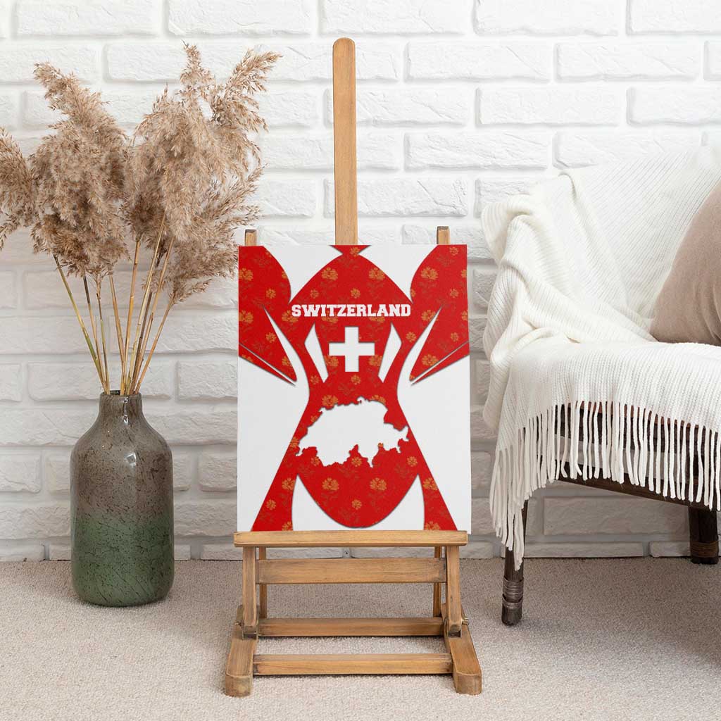 Switzerland Flag Canvas Wall Art with Floral Pattern Red and White Sportswear - Wonder Print Shop