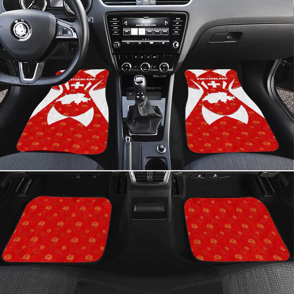 Switzerland Flag Car Mats with Floral Pattern Red and White Sportswear - Wonder Print Shop