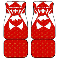 Switzerland Flag Car Mats with Floral Pattern Red and White Sportswear - Wonder Print Shop