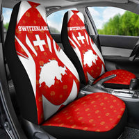 Switzerland Flag Car Seat Cover with Floral Pattern Red and White Sportswear - Wonder Print Shop