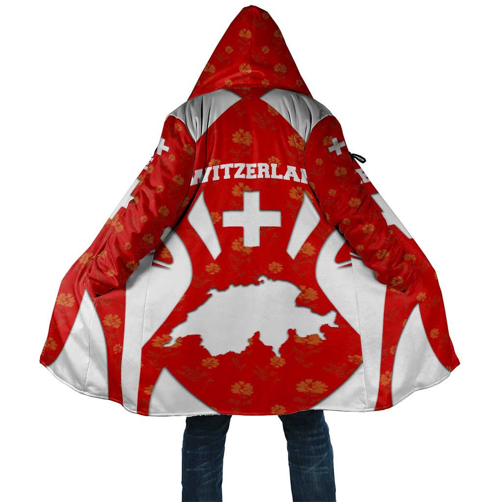 Switzerland Flag Cloak with Floral Pattern Red and White Sportswear - Wonder Print Shop