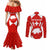 Switzerland Flag Couples Matching Mermaid Dress and Long Sleeve Button Shirt with Floral Pattern Red and White Sportswear - Wonder Print Shop