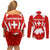 Switzerland Flag Couples Matching Off Shoulder Short Dress and Long Sleeve Button Shirt with Floral Pattern Red and White Sportswear - Wonder Print Shop