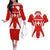Switzerland Flag Couples Matching Off The Shoulder Long Sleeve Dress and Hawaiian Shirt with Floral Pattern Red and White Sportswear - Wonder Print Shop
