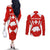 Switzerland Flag Couples Matching Off The Shoulder Long Sleeve Dress and Long Sleeve Button Shirt with Floral Pattern Red and White Sportswear - Wonder Print Shop