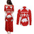 Switzerland Flag Couples Matching Puletasi and Long Sleeve Button Shirt with Floral Pattern Red and White Sportswear - Wonder Print Shop