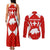 Switzerland Flag Couples Matching Tank Maxi Dress and Long Sleeve Button Shirt with Floral Pattern Red and White Sportswear - Wonder Print Shop