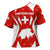 Switzerland Flag Cross Shoulder Shirt with Floral Pattern Red and White Sportswear - Wonder Print Shop
