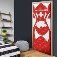 Switzerland Flag Door Cover with Floral Pattern Red and White Sportswear - Wonder Print Shop