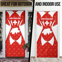 Switzerland Flag Door Cover with Floral Pattern Red and White Sportswear - Wonder Print Shop
