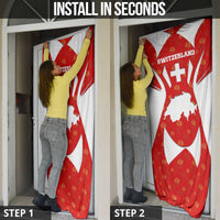 Switzerland Flag Door Cover with Floral Pattern Red and White Sportswear - Wonder Print Shop