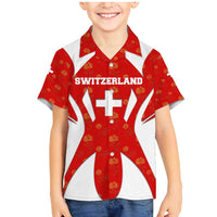 Switzerland Flag Family Matching Mermaid Dress and Hawaiian Shirt with Floral Pattern Red and White Sportswear - Wonder Print Shop