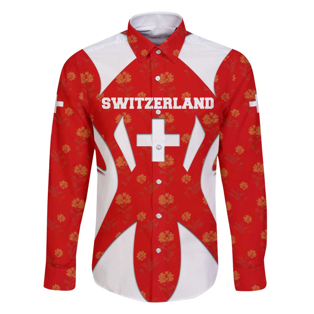 Switzerland Flag Family Matching Off Shoulder Maxi Dress and Hawaiian Shirt with Floral Pattern Red and White Sportswear - Wonder Print Shop