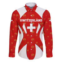 Switzerland Flag Family Matching Off Shoulder Maxi Dress and Hawaiian Shirt with Floral Pattern Red and White Sportswear - Wonder Print Shop