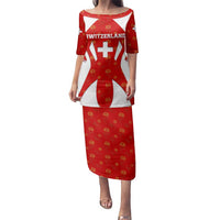 Switzerland Flag Family Matching Puletasi and Hawaiian Shirt with Floral Pattern Red and White Sportswear - Wonder Print Shop