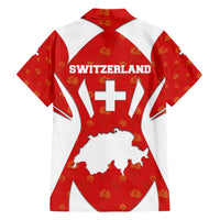 Switzerland Flag Family Matching Short Sleeve Bodycon Dress and Hawaiian Shirt with Floral Pattern Red and White Sportswear - Wonder Print Shop