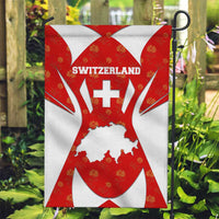 Switzerland Flag Garden Flag with Floral Pattern Red and White Sportswear - Wonder Print Shop