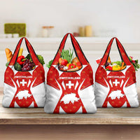 Switzerland Flag Grocery Bag with Floral Pattern Red and White Sportswear - Wonder Print Shop