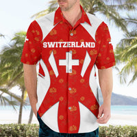 Switzerland Flag Hawaiian Shirt with Floral Pattern Red and White Sportswear - Wonder Print Shop