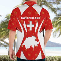 Switzerland Flag Hawaiian Shirt with Floral Pattern Red and White Sportswear - Wonder Print Shop