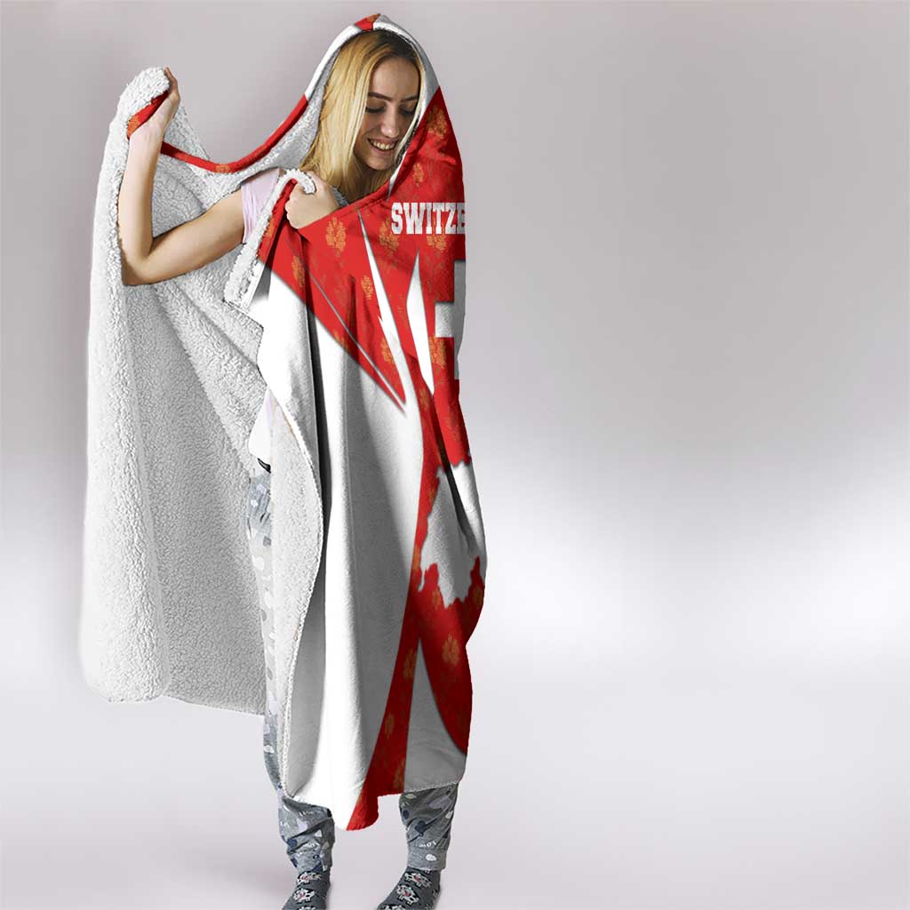 Switzerland Flag Hooded Blanket with Floral Pattern Red and White Sportswear - Wonder Print Shop