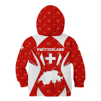 Switzerland Flag Kid Hoodie with Floral Pattern Red and White Sportswear - Wonder Print Shop