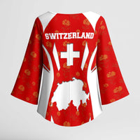 Switzerland Flag Kimono Sleeve Blouse with Floral Pattern Red and White Sportswear - Wonder Print Shop
