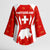 Switzerland Flag Kimono Sleeve Blouse with Floral Pattern Red and White Sportswear - Wonder Print Shop