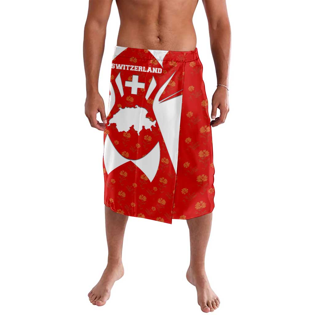 Switzerland Flag Lavalava with Floral Pattern Red and White Sportswear - Wonder Print Shop