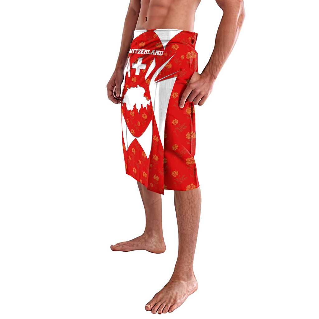Switzerland Flag Lavalava with Floral Pattern Red and White Sportswear - Wonder Print Shop