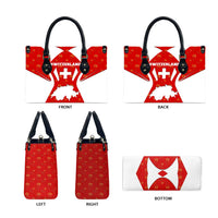 Switzerland Flag Leather Bag with Floral Pattern Red and White Sportswear - Wonder Print Shop