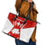 Switzerland Flag Leather Tote Bag with Floral Pattern Red and White Sportswear - Wonder Print Shop