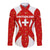 Switzerland Flag Long Sleeve Button Shirt with Floral Pattern Red and White Sportswear - Wonder Print Shop