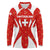 Switzerland Flag Long Sleeve Polo Shirt with Floral Pattern Red and White Sportswear - Wonder Print Shop