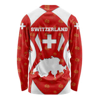 Switzerland Flag Long Sleeve Shirt with Floral Pattern Red and White Sportswear - Wonder Print Shop
