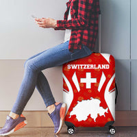 Switzerland Flag Luggage Cover with Floral Pattern Red and White Sportswear - Wonder Print Shop