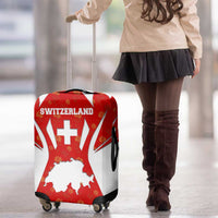 Switzerland Flag Luggage Cover with Floral Pattern Red and White Sportswear - Wonder Print Shop
