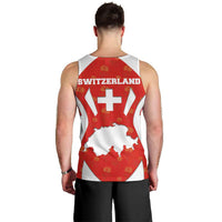 Switzerland Flag Men Tank Top with Floral Pattern Red and White Sportswear - Wonder Print Shop