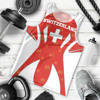 Switzerland Flag Men Tank Top with Floral Pattern Red and White Sportswear - Wonder Print Shop