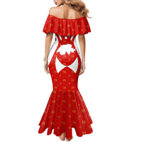 Switzerland Flag Mermaid Dress with Floral Pattern Red and White Sportswear - Wonder Print Shop