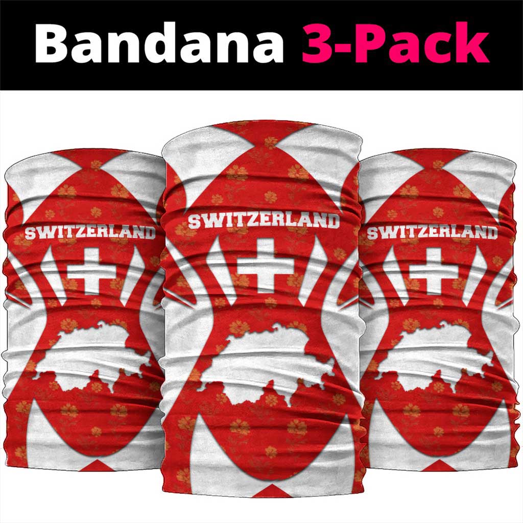 Switzerland Flag Neck Gaiter with Floral Pattern Red and White Sportswear TS04