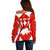 Switzerland Flag Off Shoulder Sweater with Floral Pattern Red and White Sportswear - Wonder Print Shop