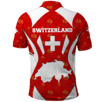 Switzerland Flag Polo Shirt with Floral Pattern Red and White Sportswear - Wonder Print Shop